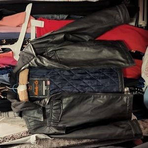 Hawke and Co hooded leather coat